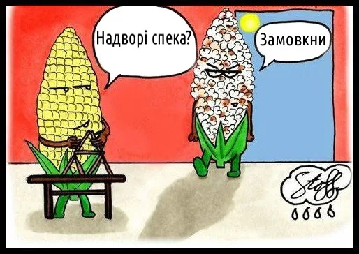Картинка з кукурудзою в спеку, яка перетворилася на поп-корн Картинка з кукурудзою в спеку, яка перетворилася на поп-корн