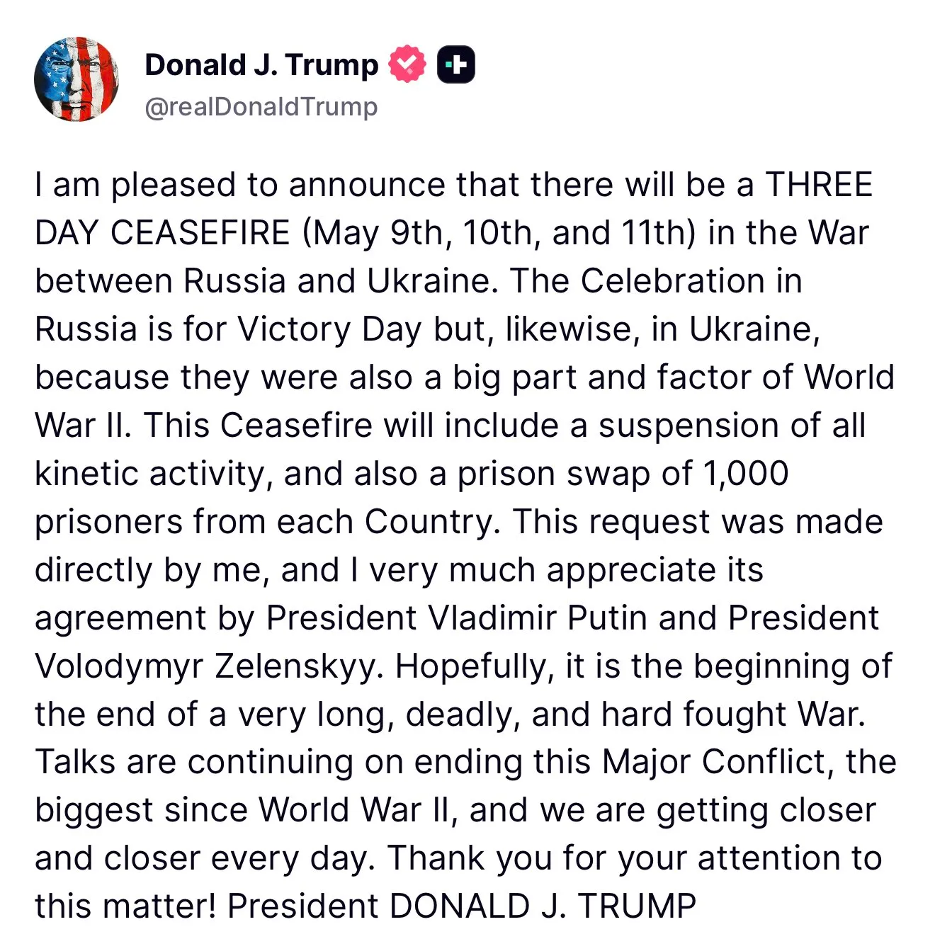 Дональд Трамп оголосив триденне перемир'я Дональд Трамп оголосив триденне перемир'я