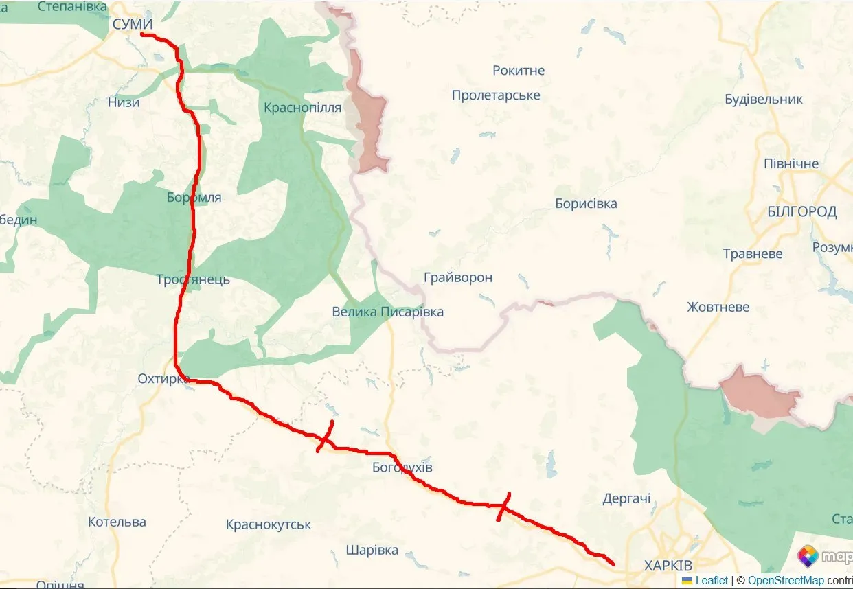 Логістичні маршрути, які під загрозою російських ударів / Карта Логістичні маршрути, які під загрозою російських ударів / Карта