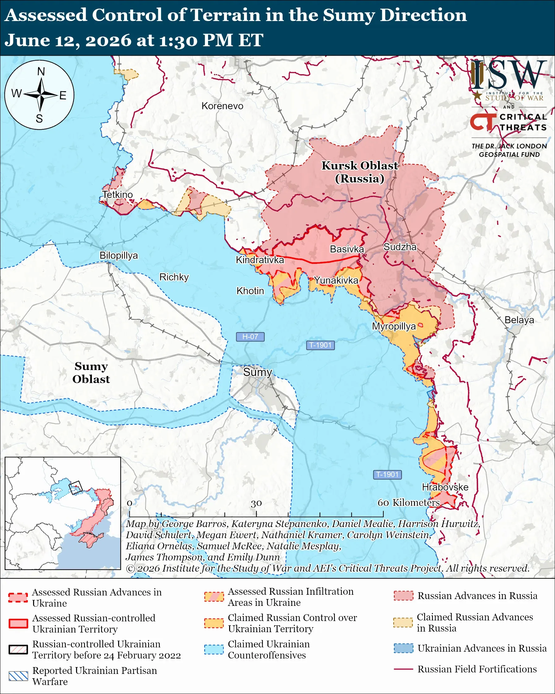 Ситуація на Сумському напрямку / Карта ISW Ситуація на Сумському напрямку / Карта ISW