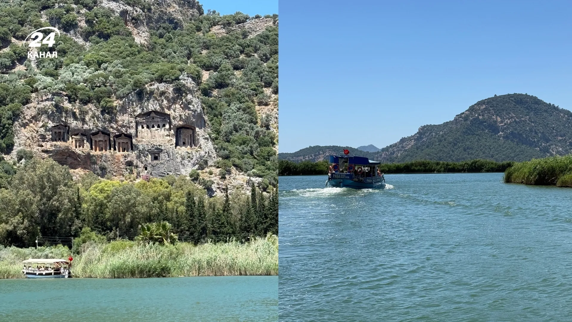 Вид на Ликийские гробницы и пейзажи с лодки / коллаж 24 Канала, фото предоставлены 24 Каналу Вид на Ликийские гробницы и пейзажи с лодки / коллаж 24 Канала, фото предоставлены 24 Каналу
