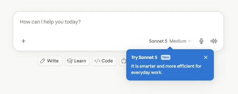 Claude Sonnet 5 уже доступна Claude Sonnet 5 уже доступна