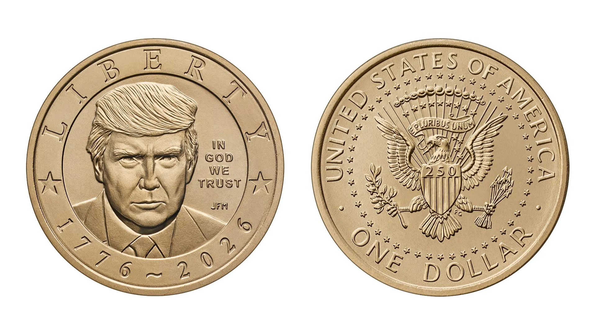 Золота монета з портретом Трампа - 1 долар США 2026 року