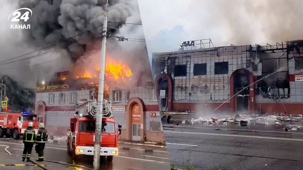 Масштабна пожежа із феєрверками: під Москвою загорівся великий ТЦ – відео