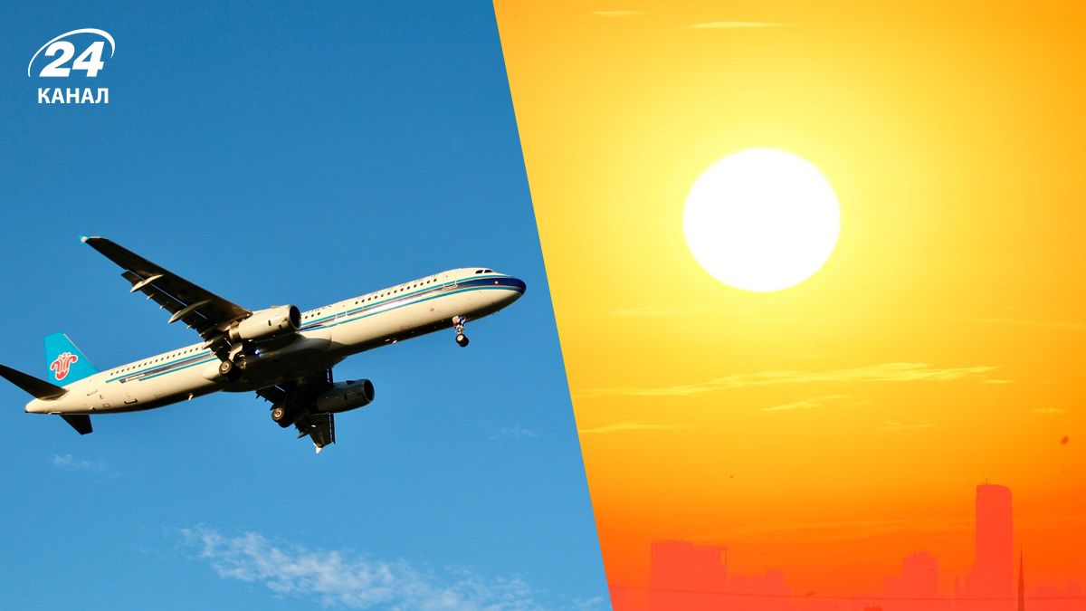 Літак летить у спекотну погоду Літак летить у спекотну погоду