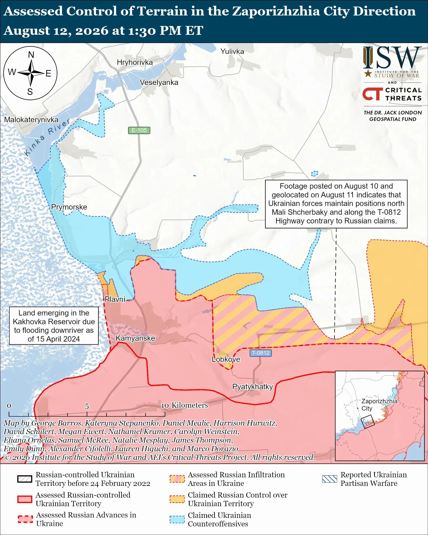 Россияне не могут добиться успехов в Запорожье / Карта ISW