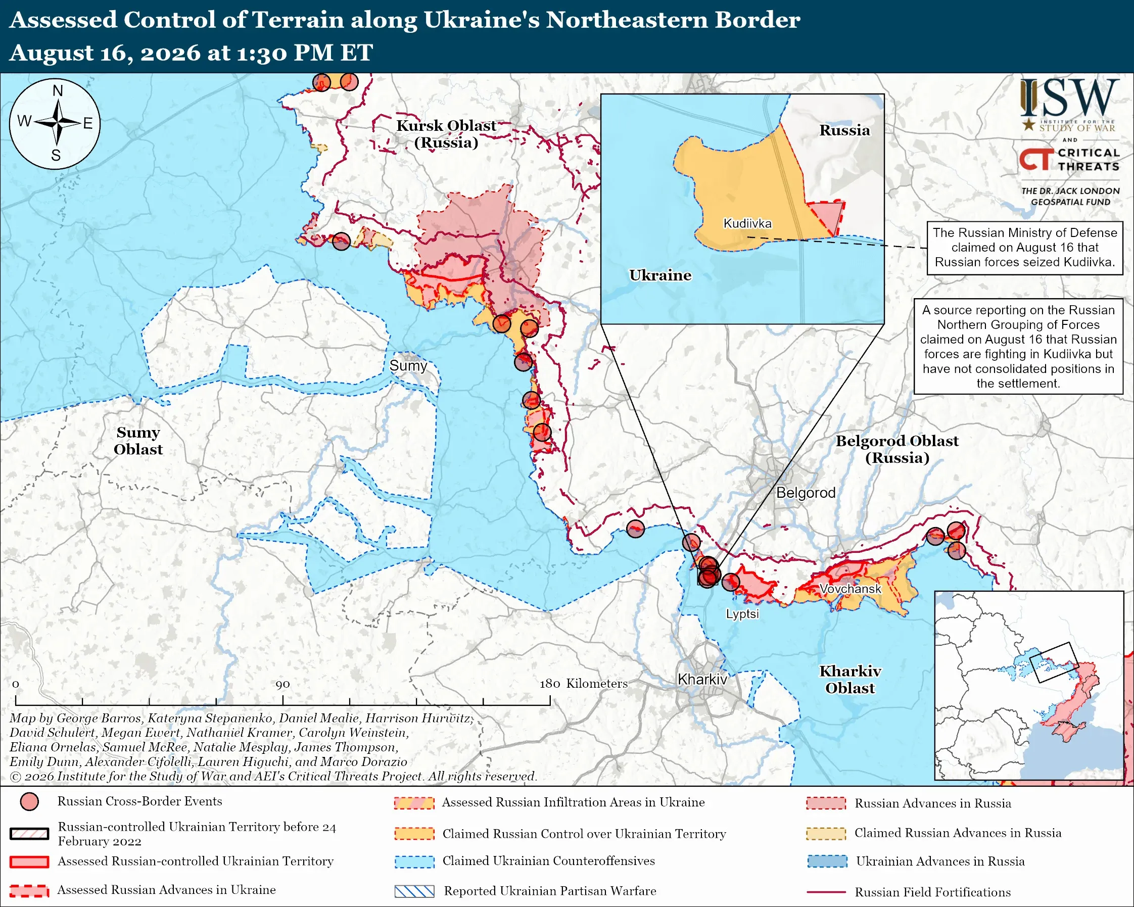 Ситуація на фронті поблизу північних кордонів України / Карта ISW