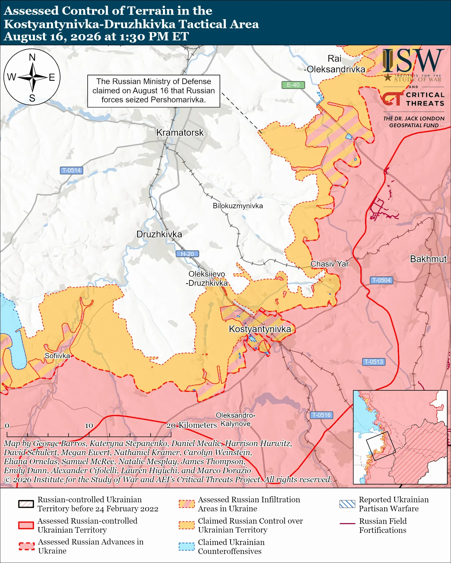 Cитуація поблизу Костянтинівки на Донеччині /Карта ISW