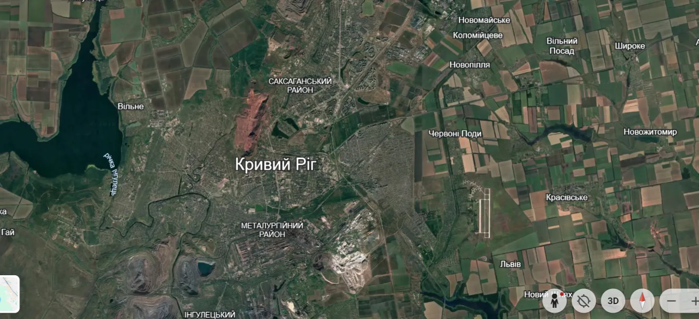 Супутниковий знімок Кривого рогу
