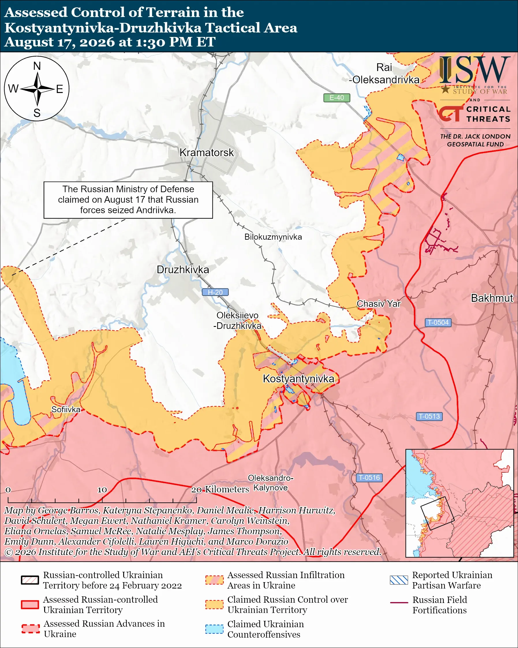Ситуация в окрестностях Константиновки и Дружковки / Карта ISW Ситуация в окрестностях Константиновки и Дружковки / Карта ISW