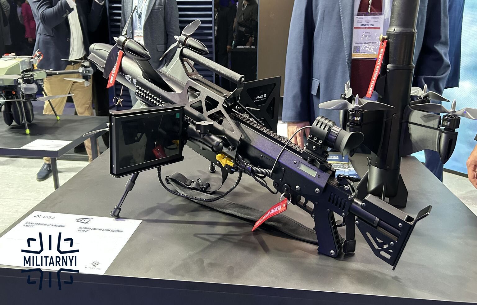 Ручна протидронова пускова установка MAKO X1 на виставці MSPO у Польщі. 9 вересня 2026 року. Фото: Мілітарний Ручна протидронова пускова установка MAKO X1 на виставці MSPO у Польщі. 9 вересня 2026 року. Фото: Мілітарний