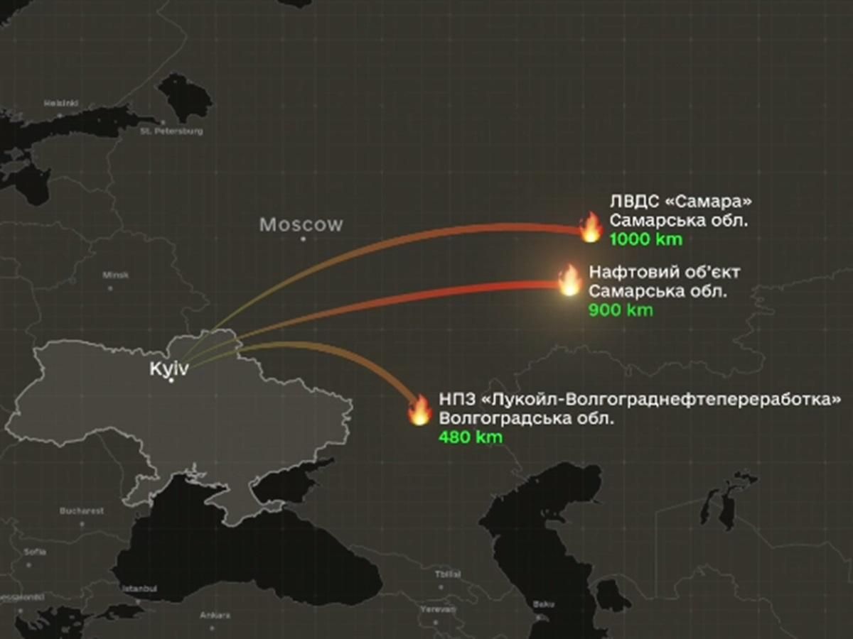 Поражены 3 важных нефтяных объекта России на расстоянии до 1000 километров от линии фронта