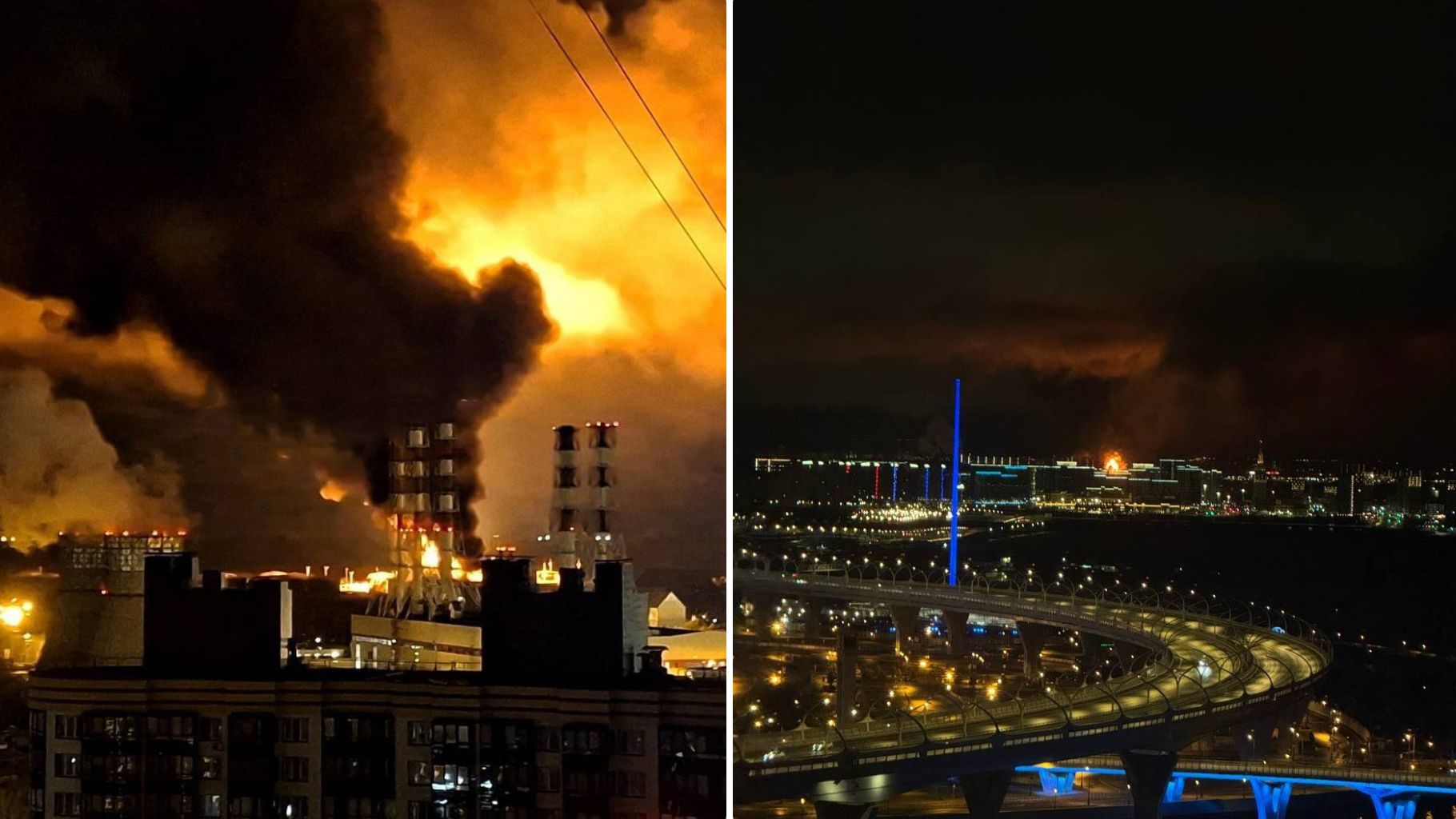 Massive attack on St Petersburg and the region: drones hit the port, power station, bridge and the VK data centre