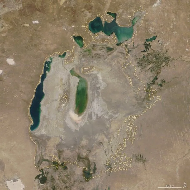 Аральське море у 2018 році / фото Science NASA Аральське море у 2018 році / фото Science NASA