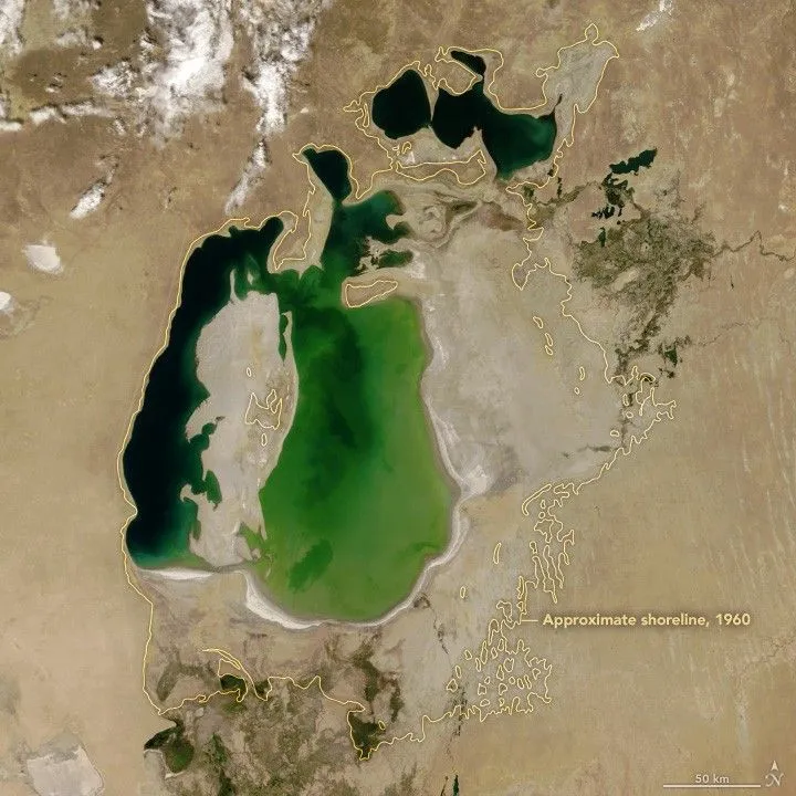 Аральське море у 2000 році / фото Science NASA Аральське море у 2000 році / фото Science NASA