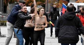 Демонстрация Femen в Испании: активистки ворвались на акцию памяти диктатора Франко (18+)