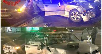 У Києві на Соборності серед ночі зіштовхнулися дві BMW: кадри з місця автотрощі