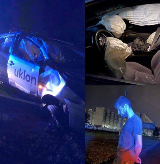 ДТП з таксі Uklon в Києві, водій був п'яний, авто влетіло в стовп