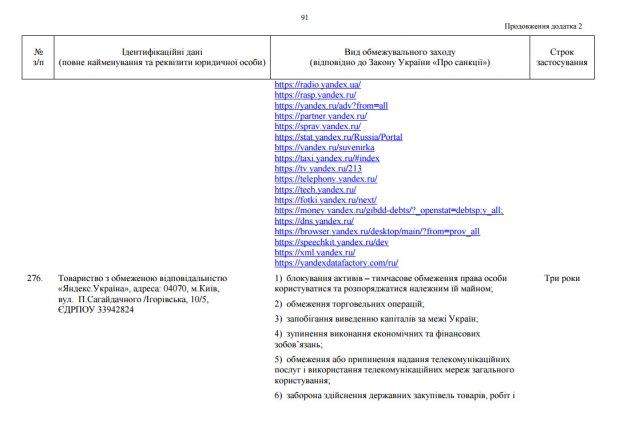 Перелік сайтів, які потрапили під заборону на території України