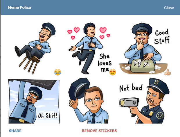 Скріншот стікерпаків Meme Police