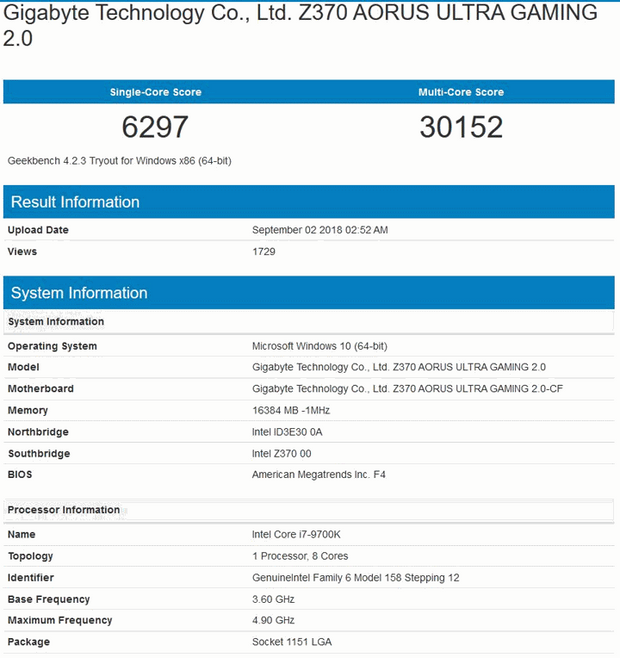 Intel Core i7-9700K 