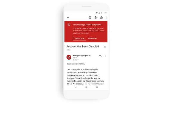   The mobile version of Gmail changes appearance 