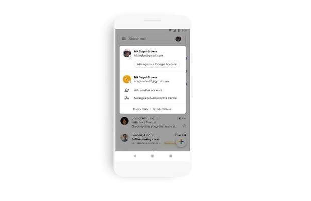   The mobile version of Gmail changes appearance 