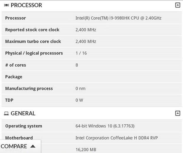   Intel Core i9-9980HK 