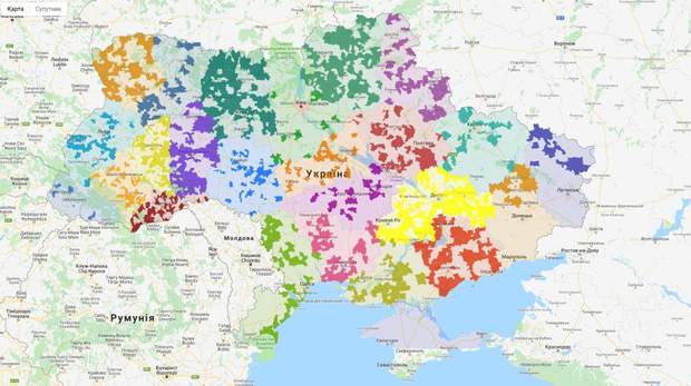 Карта об'єднанних територіальних громад в Україні