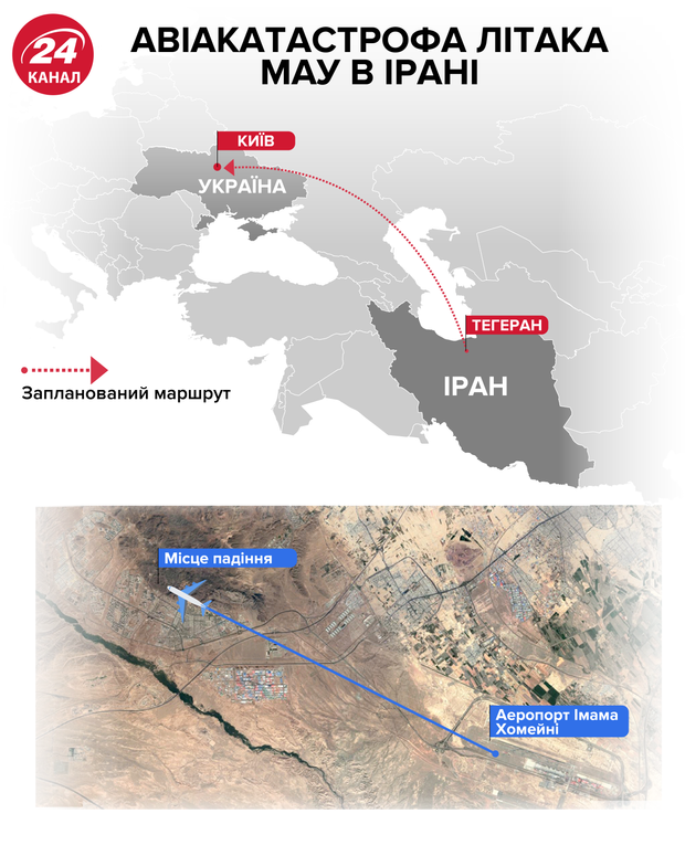 карта Іран літак авіакатастрофа