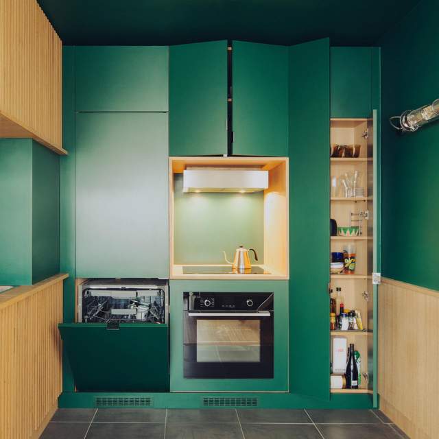 Кухня смарагдового кольору додає квартирі характеру