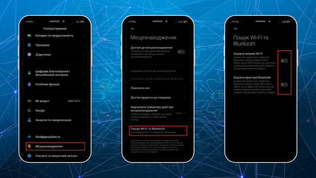 Wi-Fi та Bluetooth сканування