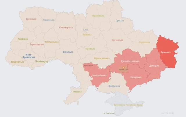 Актуальна карта тривог за ніч 5 серпня 