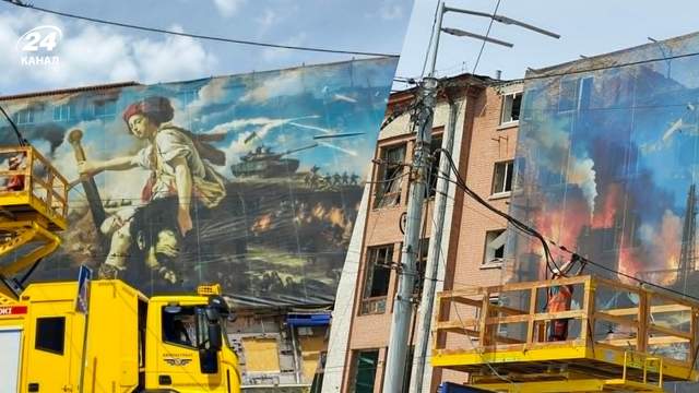 Символ стійкості: на Лук'янівці у Києві пророчий банер пережив масований російський обстріл