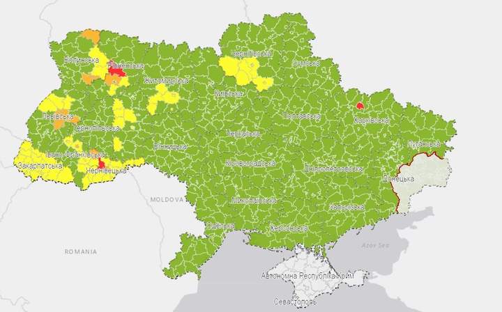 МОЗ оновило карантинні зони в Україні: які регіони стали "червоними" МОЗ оновило карантинні зони в Україні: які регіони стали "червоними"