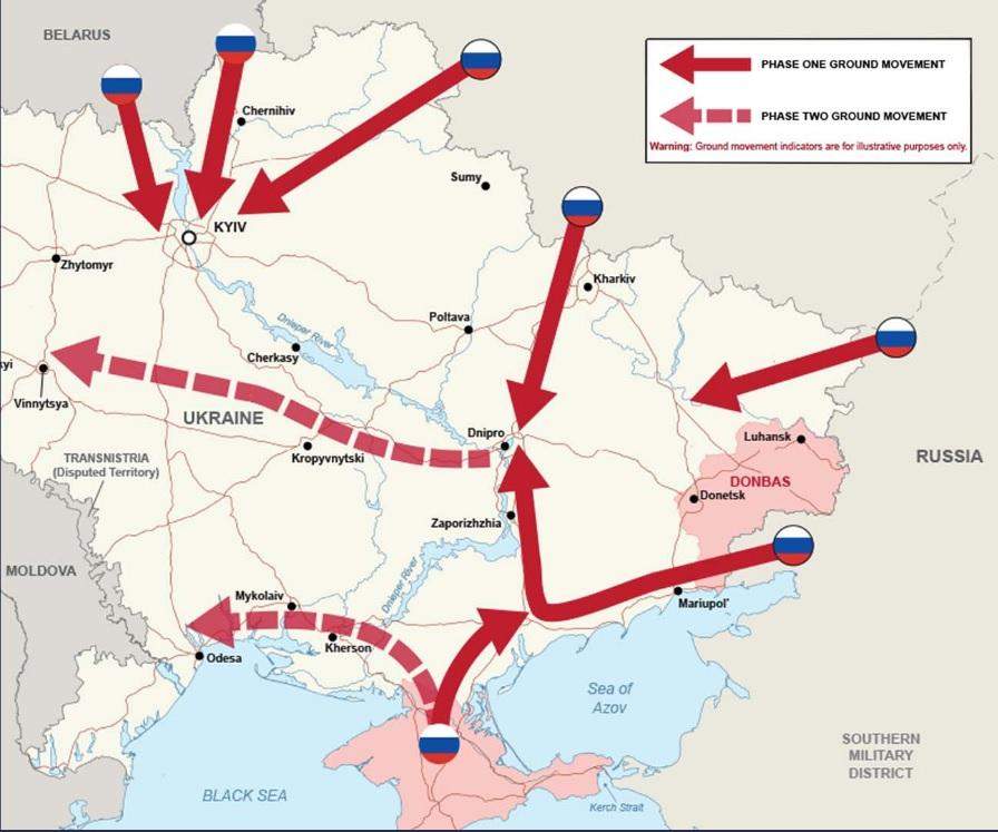 Міноборони Британії показало карту з напрямками можливого вторгнення Росії в Україну Україна 9404