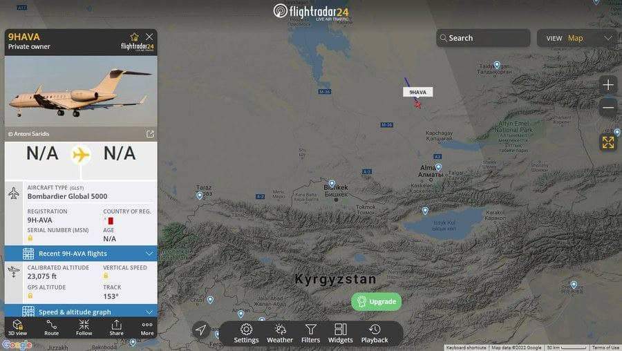 Літак зятя Назарбаєва вилетів у Киргизстан