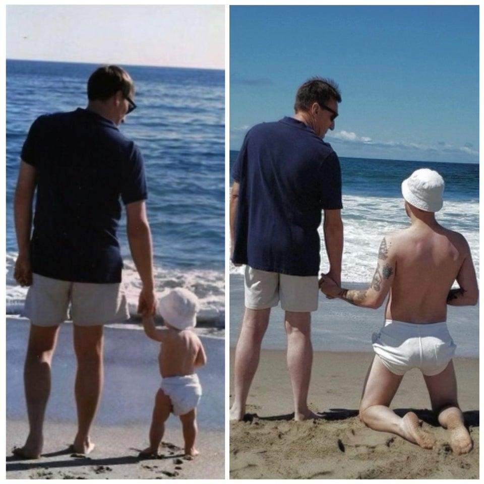Тот же пляж с разницей в 25 лет